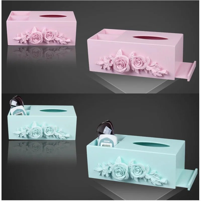 Living Room Multifunctional Wooden Tissue Storage Box,Household Tea Table, Remote Control Rack