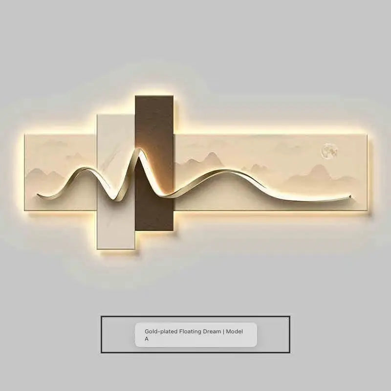 Living room decoration painting LED ambient wall light painting modern luxury sofa background wall, minimalist hanging painting