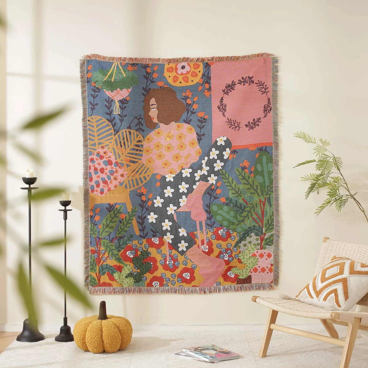 Nordic Style Artist Blankets for Beds Retro Art Bedroom Decoration Tapestry Leisure Ladies Picnic Blanket Outdoor Camping Mat