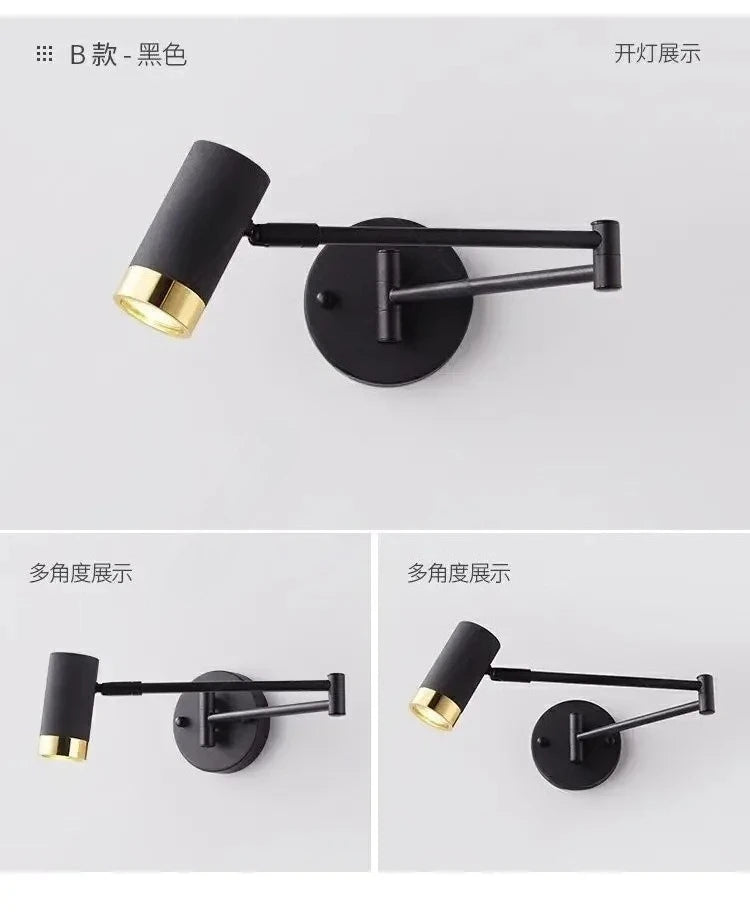 Modern Living Room Rocking Arm Wall Lamp Bedlamps for Bedroom Hotel Creative Telescopic Foldable Reading Wall Lamps