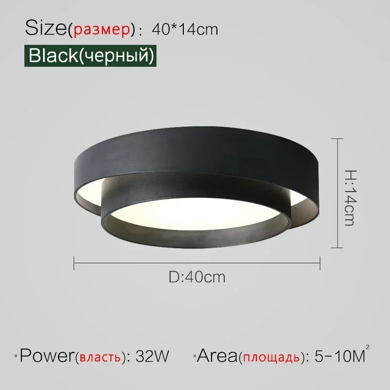 Bedroom Living Room Lamp Led Ceiling Light Minimalist Modern White Black Grey Indoor Lighting Fixture Home Hotel Luminarie