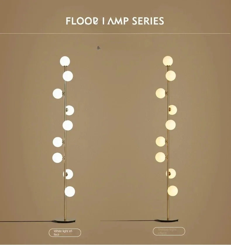 Living room Floor Lamp Magic Beans Glass Round Ball Bedside Standing Light H165cm 9 Heads Lighting Fixture for Home Indoor Decor