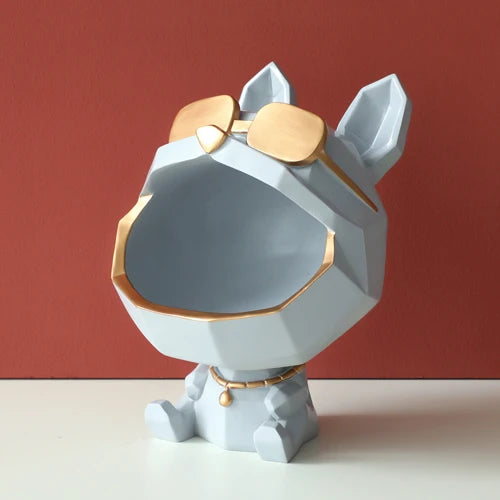 Dog Resin Sculpture Cool Dog Big Mouth Animal Statue for Decor with Storage Box for Key Holder Dog Figurine Ornament Decor Gift