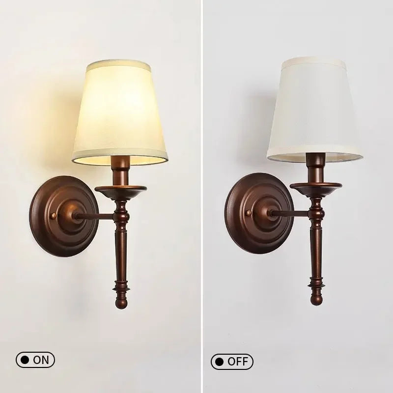 Retro Bedroom Bedside Wall Lamp Modern Simple European Style Hotel Living Room Study Corridor Wall Light Mirror Headlight
