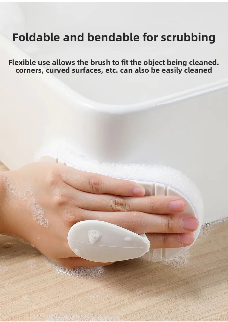 Bathroom Handheld Tub Brush Tile Scrubber Flexible Cleaning Sponge for Home Kitchen Countertop