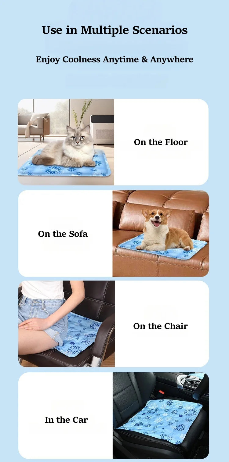 Dog Cooling Mat Summer Ice-Cooled Pet Cooling Bed Portable and Durable Indoor and Outdoor Use for Small Large Dogs