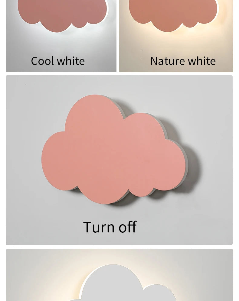 New Baby Room Cloud Wall Lamp Bedroom Bed Living Dining Room Attic Creative Warm Decoration Dimmable Wall Light