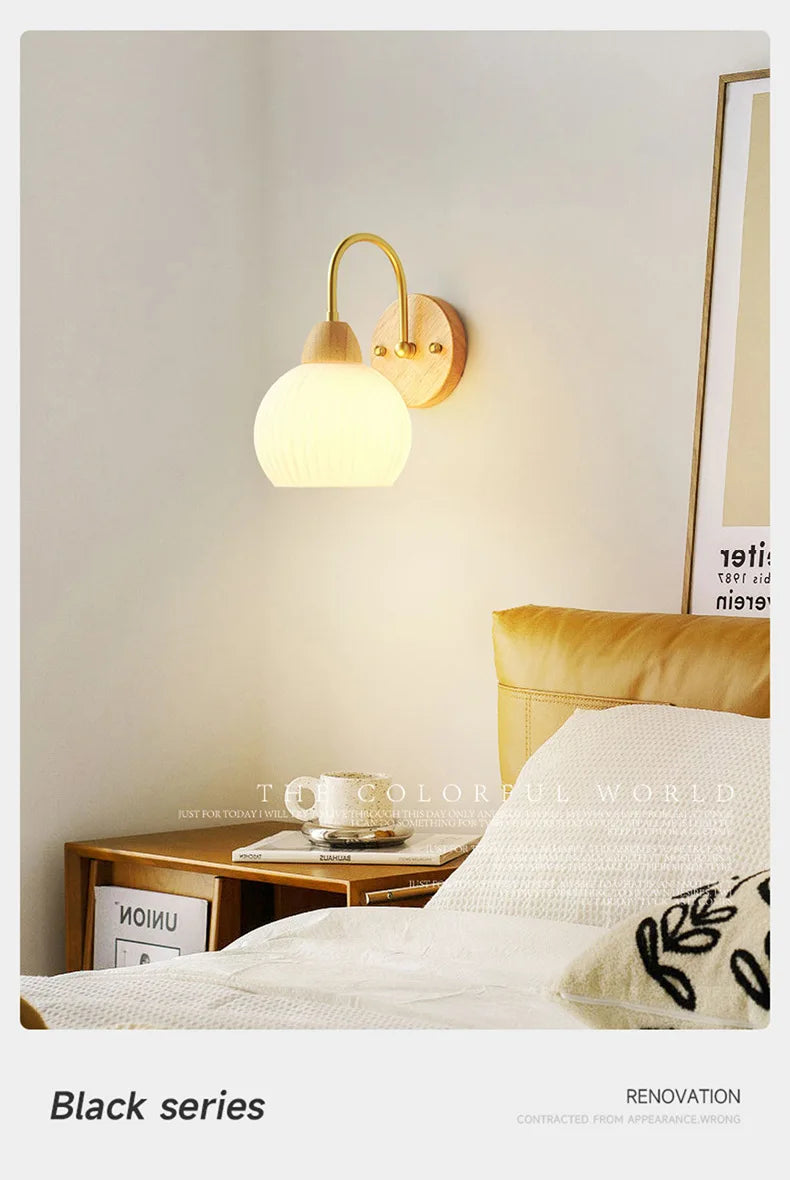 Bedroom Headboard Nordic Log Cream Wind Living Room Background Wall HomestaySuperior Sense Children's Room Wall Lamp
