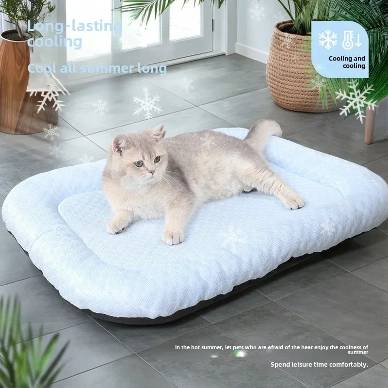 Dog Cooling Bed Mat Big Eyed Monster Cartoon Breathable Soft Ice Silk Sleeping Pad for Cat Moistureproof Cushion Matress Nonslip