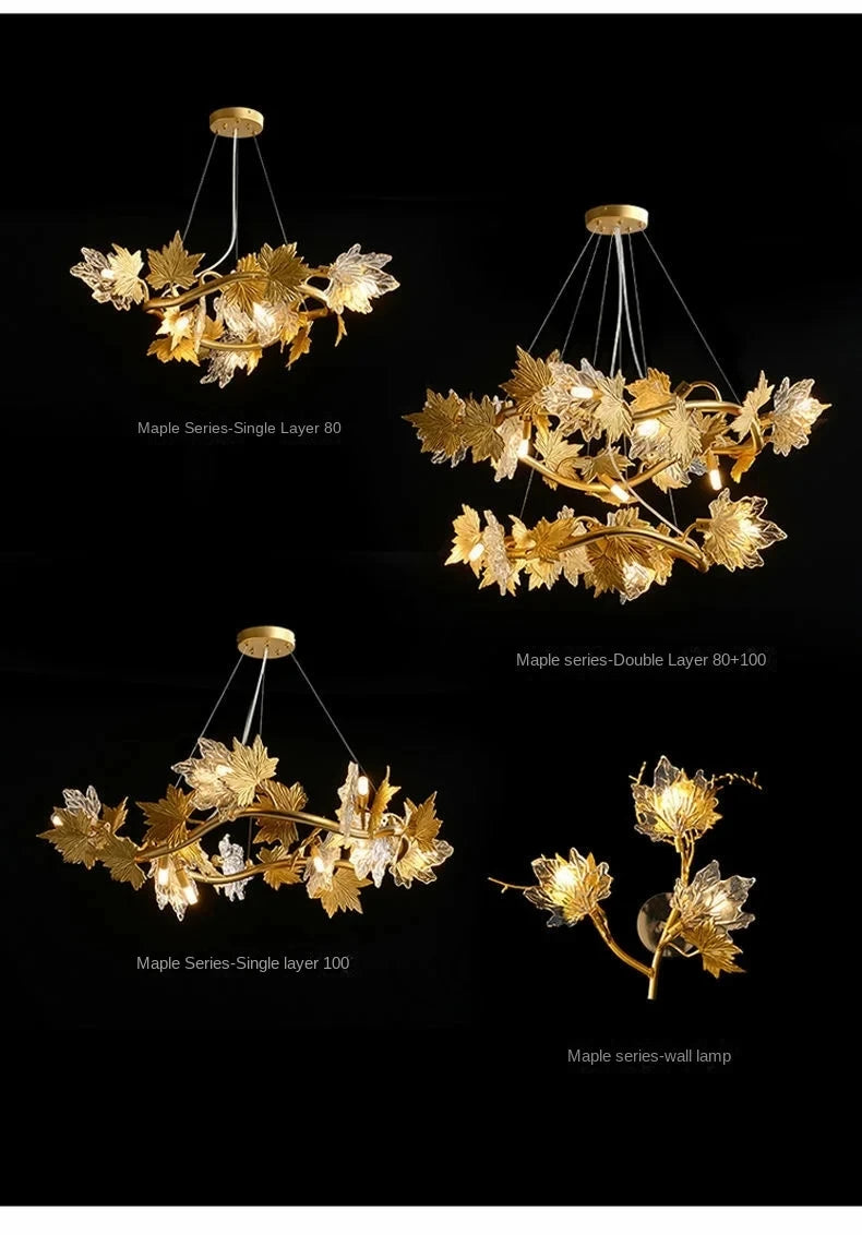 Modern Living Room Maple Leaf Crystal Chandelier Atmosphere High-end Designer Living Room Dining Room Bedroom Light