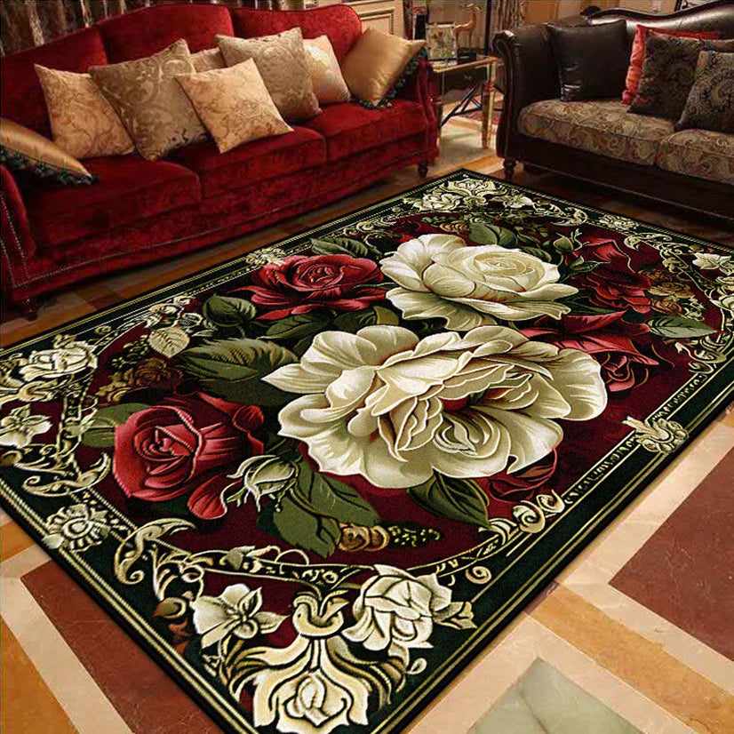 European Luxury Living Room Decoration Carpet gorgeous Bedroom Sofa Side Large Area Rugs Cloakroom Non-slip Floor Mats Washable