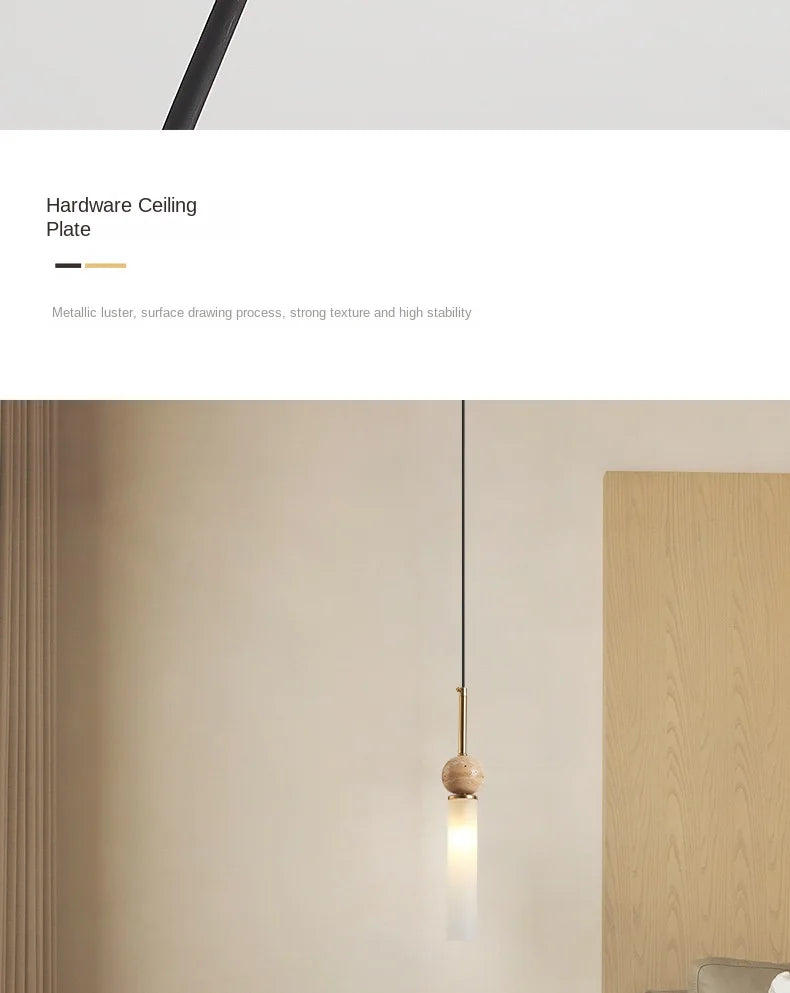 Nordic Modern Home Living Room LED Chandelier Bar Counter Bedroom Homestay Balcony Simple Yellow Cave Stone Chandelier