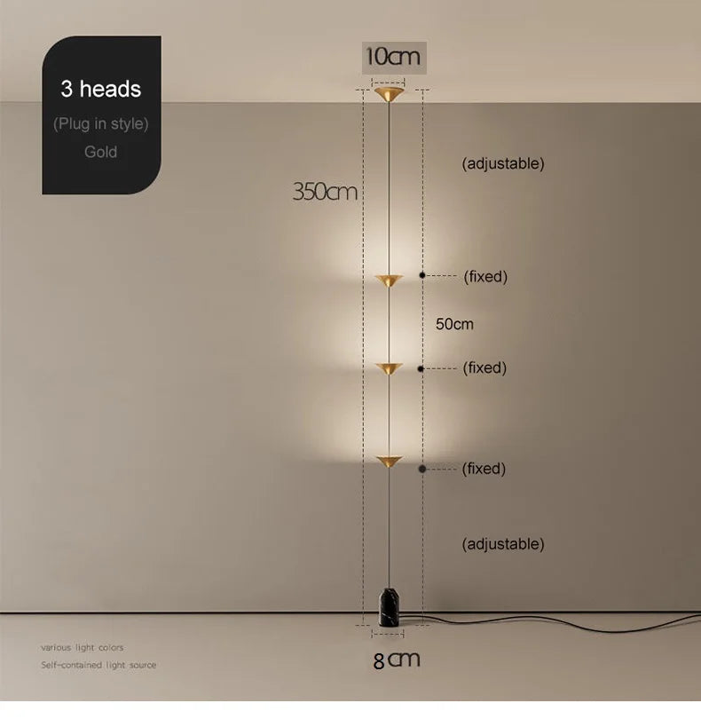 Modern Living Room Hallway Wall Floor Lamp Cone Desigh Art Decorative Iron Hanging Cable Floor Lamp for Bedroom Indoor