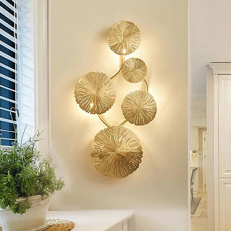 Post-modern Living Room Lotus Leaf Decor Creative New Chinese-style Dining Room Light Minimalist Bedroom and Hallway Wall Lamp