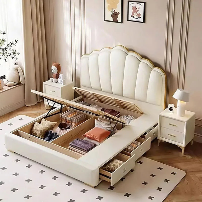 Modern Wooden Bed Bedroom Princess Design Sleeping Floor Mobile Girls Luxury Bed Children Letto Matrimoniale Hotel Furniture