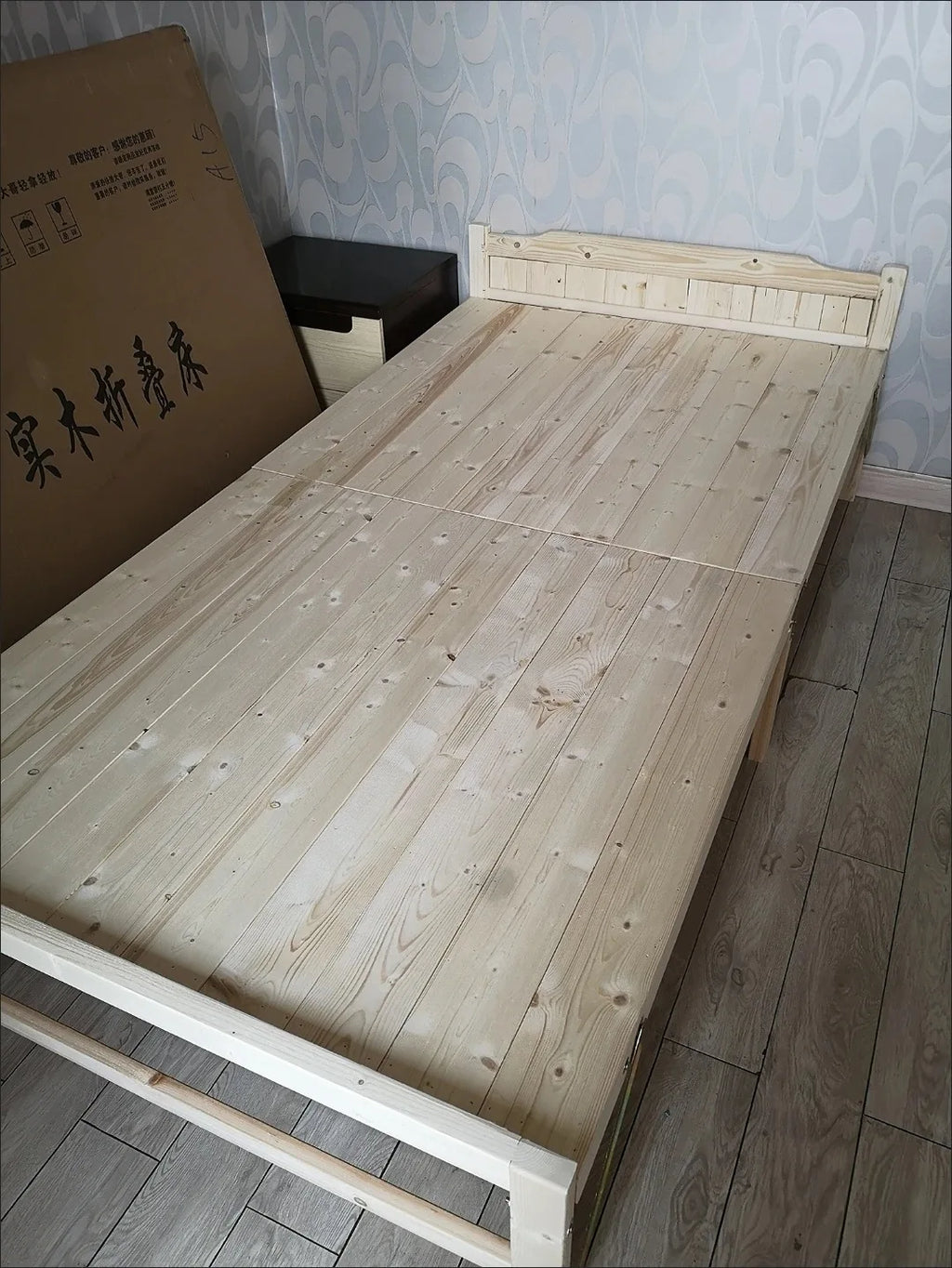 Home Bedroom Solid Wood Folding Bed for Small Apartments Rent Guest Personal Double Bed Compact Space Saving Design