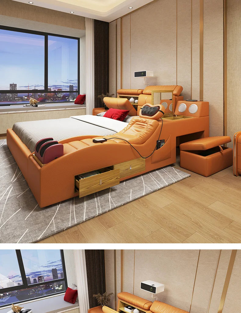 Master Girl Bedroom Double Bed Unique Queen Size Smart Multifunctional Double Bed Salon Modern Cama Matrimonial Room Furniture