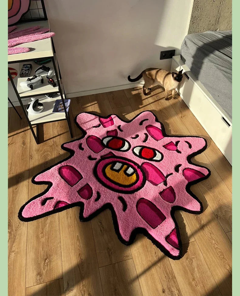 Simple Study Room Cloakroom Plush Non-slip Rugs Irregular Pink Bedroom Bedside Soft Carpet Creative Living Room Decoration Rug