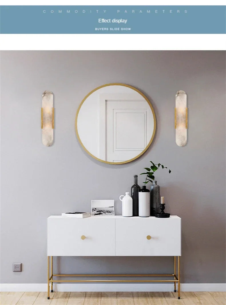 Modern Nordic High-End Marble Bedroom Bedside Lamps Living Room Wall Lighting Elegant Room Decor Marble Interior Wall Led Lights