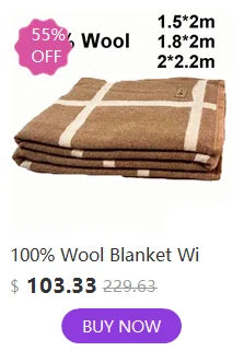 100% Wool Blankets 1.5*2/1.8*2/2*2.3m Fleece Blanket Sleeping Warm Comforter Blankets For Winter Adult Children Bedding Camping