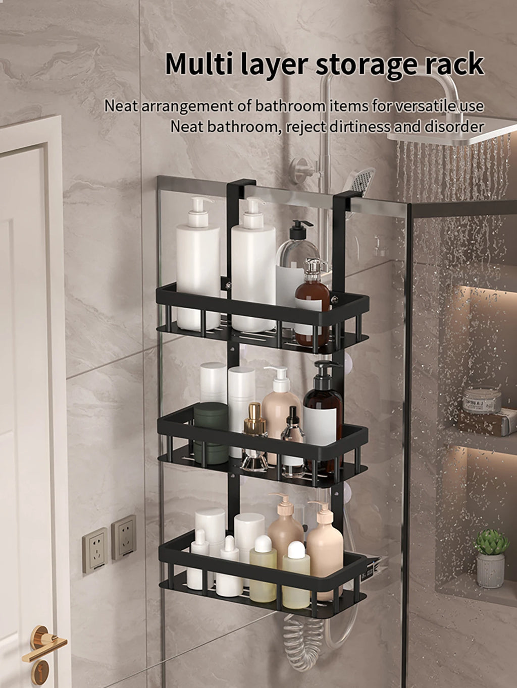 bathroom wall mounted storage rack, door mounted rack, shower gel rack, shower supplies storage rack