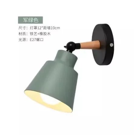 Nordic solid wood bedroom wall lamp modern minimalist Macaron LED wall lamp creative living room corridor bedside wall lamp