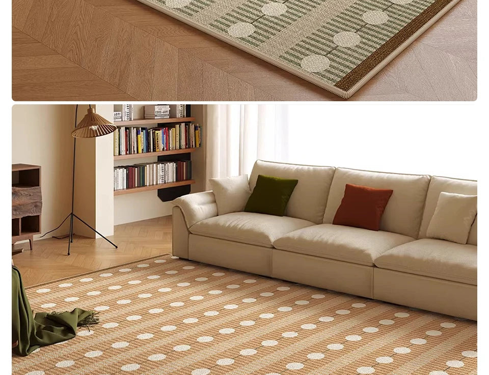 Living Room Carpet Waterproof Non-slip Stain-resistant Floor Mat Minimalist Checkered Pattern Rug Large Area Home Decor Mats