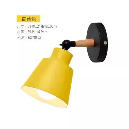 Nordic solid wood bedroom wall lamp modern minimalist Macaron LED wall lamp creative living room corridor bedside wall lamp
