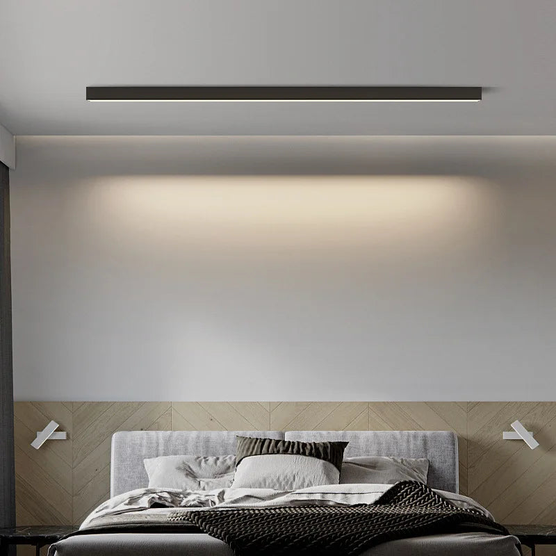 Minimalist Living Room, Bedroom, Balcony, No Main Light, Background Wall Lighting, Long Strip Exposed Linear LED Ceiling Light