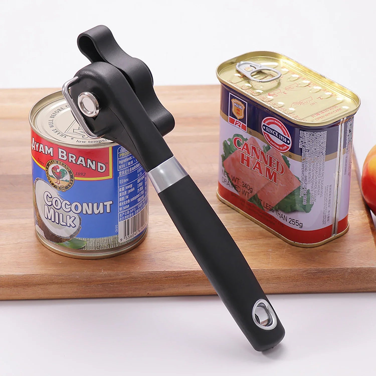 Kitchen Manual Can Opener, Side Cutting Can Opener with Non-Slip Plastic Handle, Practical Opening Tool for Daily Use