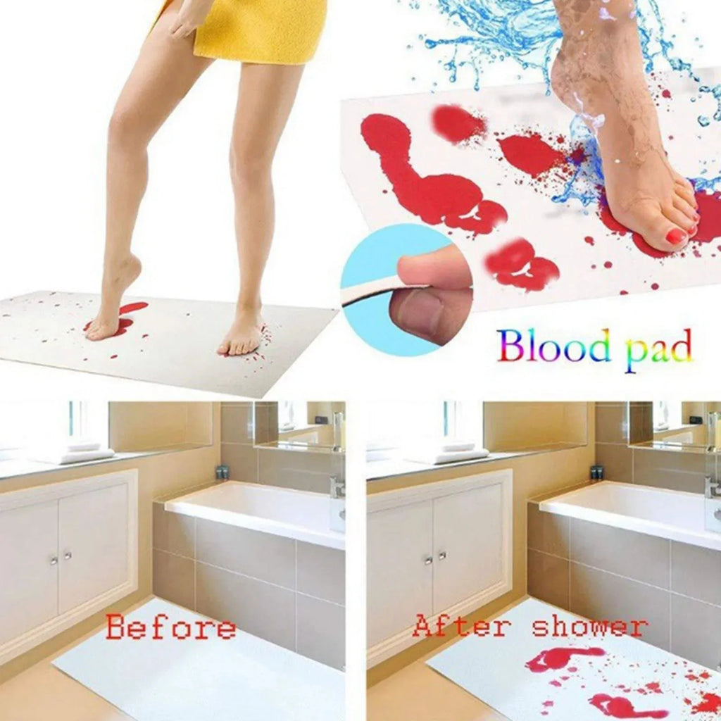 Bath Mat Color Changing Sheet Turns Red When Shower Bathroom Novelty Gift Halloween Atmosphere Decoration Bath Mat