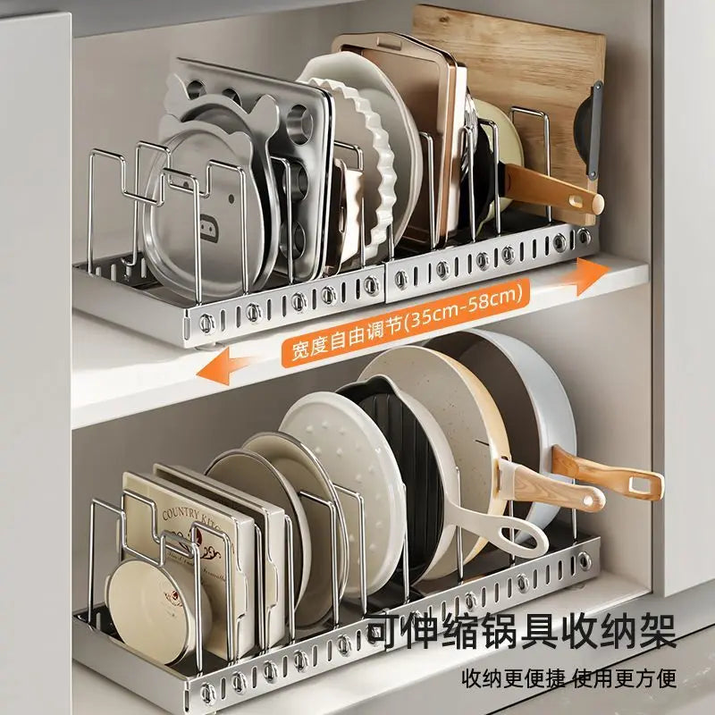 Kitchen Pot Lid Rack Countertop Organizer Cookware Storage
