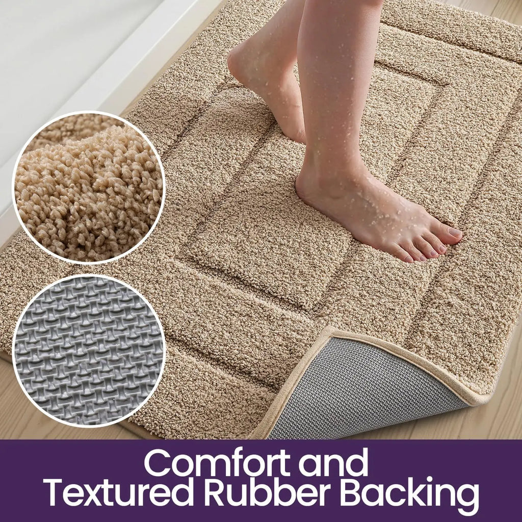 Bathroom Rug, Non Slip Washable Bath Mat for Shower Floor, Absorbent Soft Bathmat with TPR Backing, Quick Dry Microfiber Carpet
