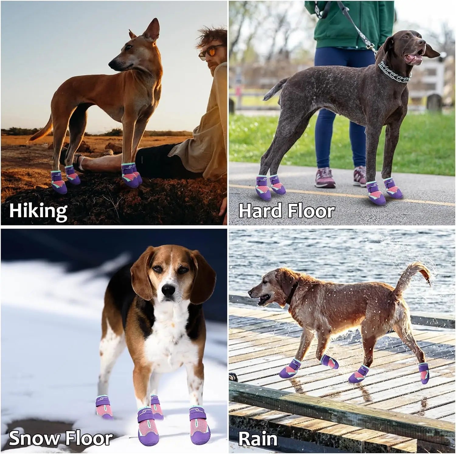 Dog Shoes for Dogs, Waterproof Medium Dog Booties for Winter Snowy Day, Summer Hot Pavement, Outdoor Walking, Indoor Hardfloors