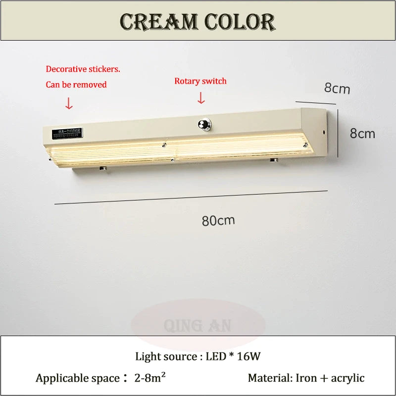 Bedroom Bedside Wall Lamps Children's Room Long Strip Lamp Retro Industrial Style Home Decor Living Room Mirror Front Wall Light