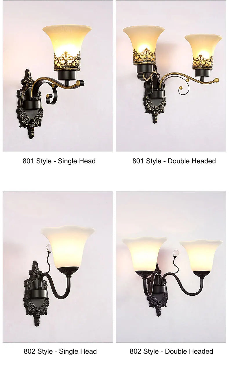 American Living Room Wall Light Luxury Bedroom Bedside Lamp Nordic Creative Living Room Background Wall Room Aisle Glass Light