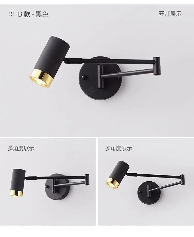 Modern Living Room Rocking Arm Wall Lamp Bedlamps for Bedroom Hotel Creative Telescopic Foldable Reading Wall Lamps