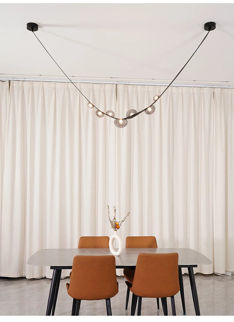 Modern Minimalist Living Room Belt Ceiling Chandelier Creative Villa Restaurant Bar Designer Leather Home Decorative Lights