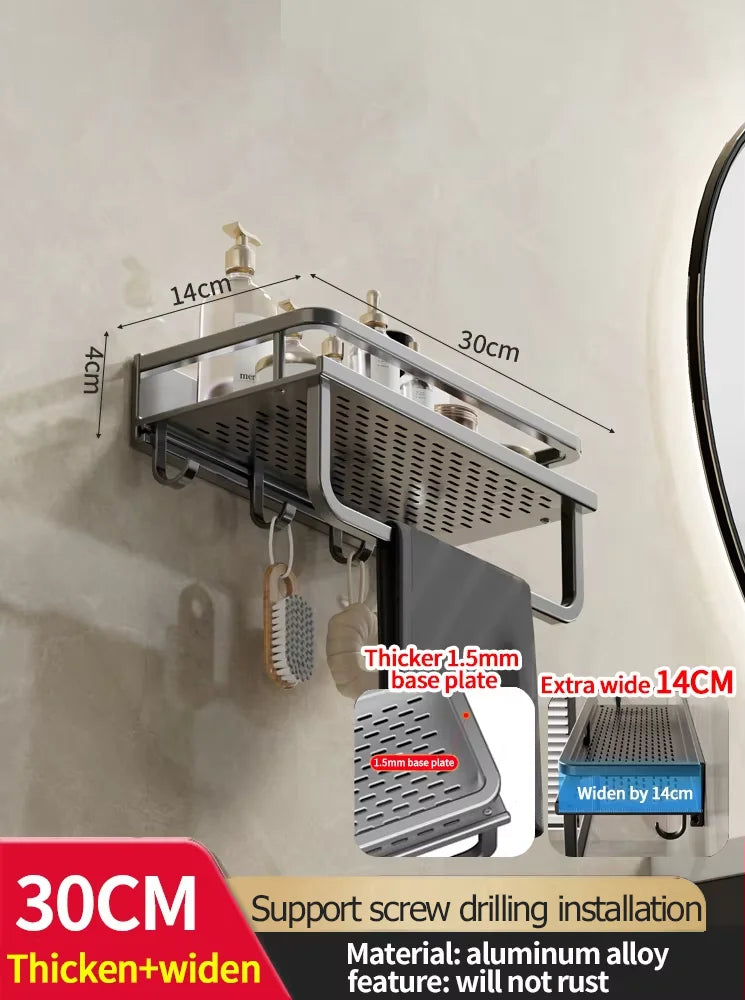 Bathroom Rack Bathroom Shelf Toilet Space Aluminum Hanging Rack Bathroom Organizer Hang on the Wall