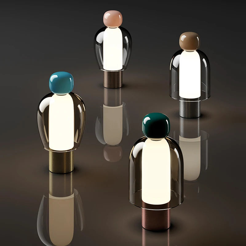 Modern Living Room Decoration Ornaments USB Charging Lamp Minimalist Study Master Bedroom Daughter's Room Glass Desk LED Lamp