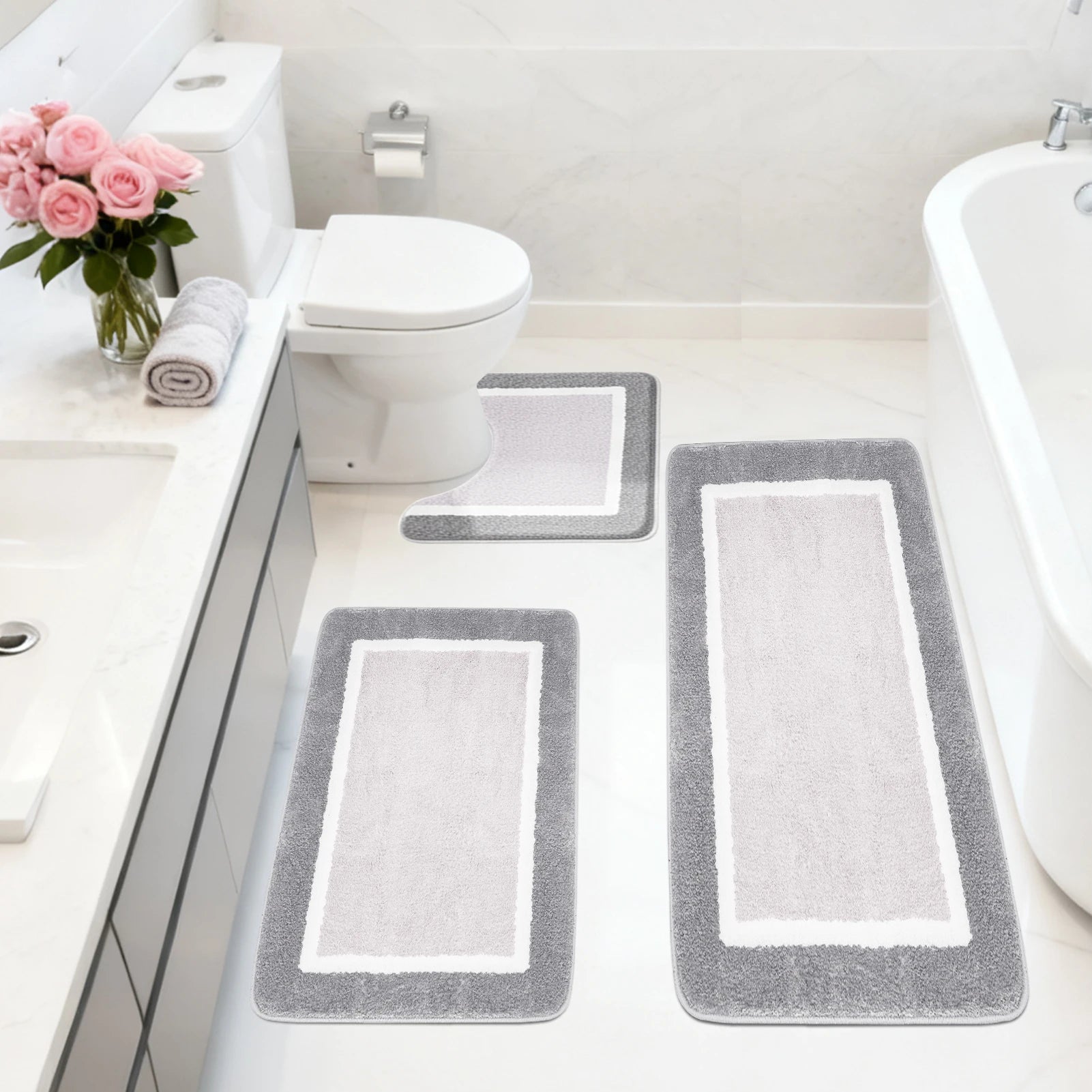 Super Absorbent Bath Mat Memory Foam Carpet Non-slip Bathroom Rug Bathtub Side Floor Rugs Shower Room Doormat Toilet Footpad