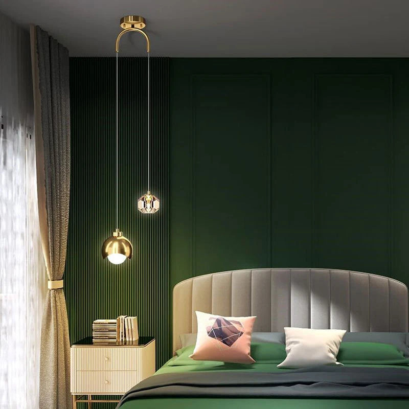 Bedroom Bedside Hanging Pendant Lamp Glass Ball LED Chandelier Lighting Ceiling Modern Interior Home Decor Lights Dining Kitchen