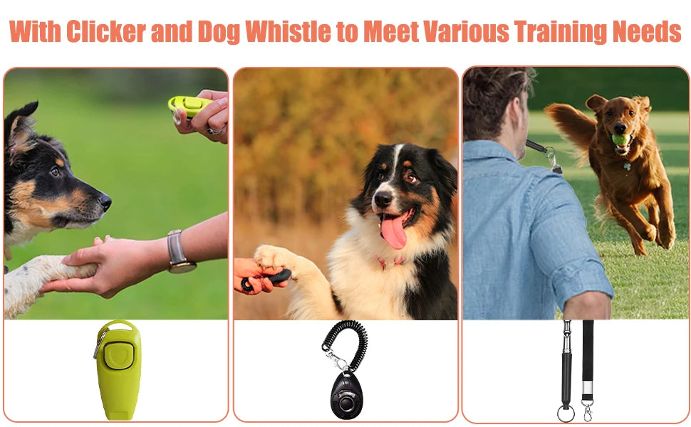 Dog Training Kit: Treat Pouch, Clicker, Silent Whistle, 2-in-1 Tool, Training Guide, Poop Bags