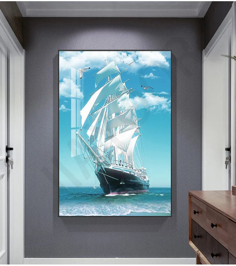 2024 New Living Room Decoration Painting, Dining Room Bedhead Hanging Mural Painting With Lights And Luxurious Lighting
