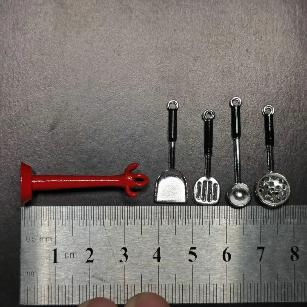Kettle 1:12 Mini Kitchen Utensils Sets Cookware Alloy Kitchen Set Mini 1:12 Scale Mini Kitchen Cooking Kit Dollhouse Miniatures