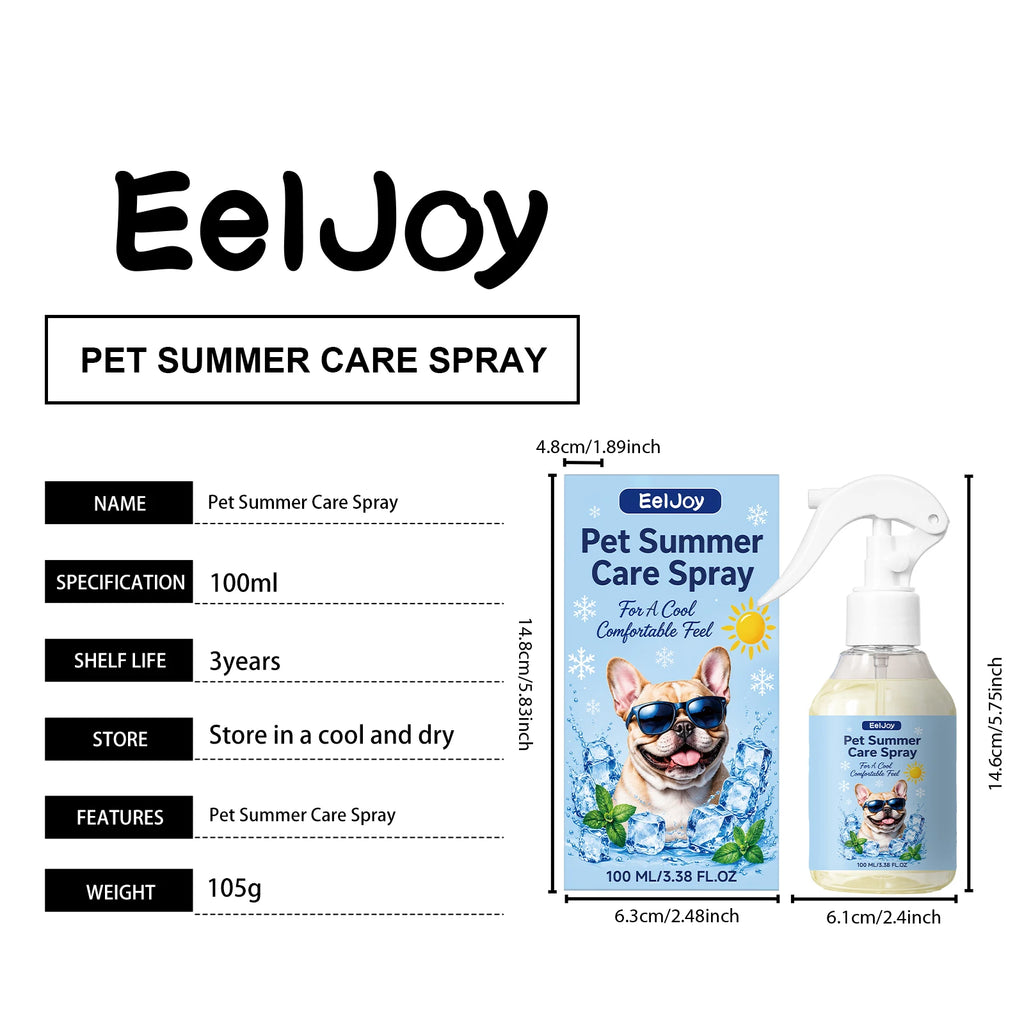 Pet Summer Cooling Spray Gentle Instant Heat Relief Refreshing Mist Waterless Portable Outdoor Quick Cooling Pet Care Supplies