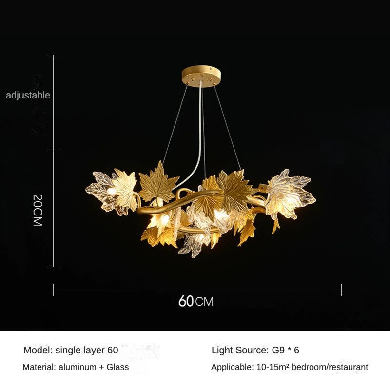Modern Living Room Maple Leaf Crystal Chandelier Atmosphere High-end Designer Living Room Dining Room Bedroom Light