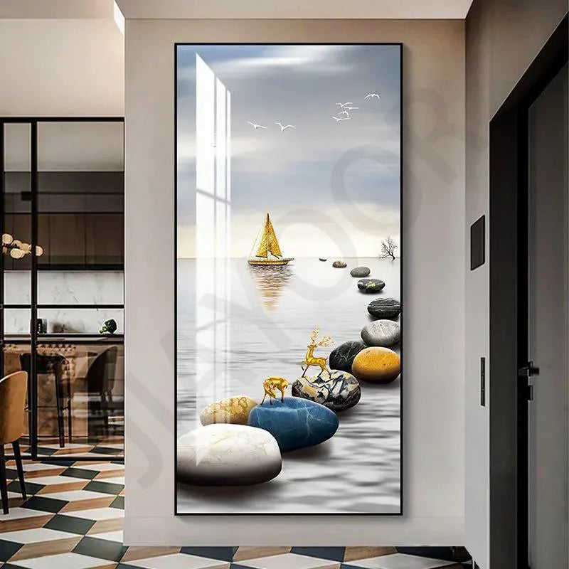 2024 New Living Room Decoration Painting, Dining Room Bedhead Hanging Mural Painting With Lights And Luxurious Lighting