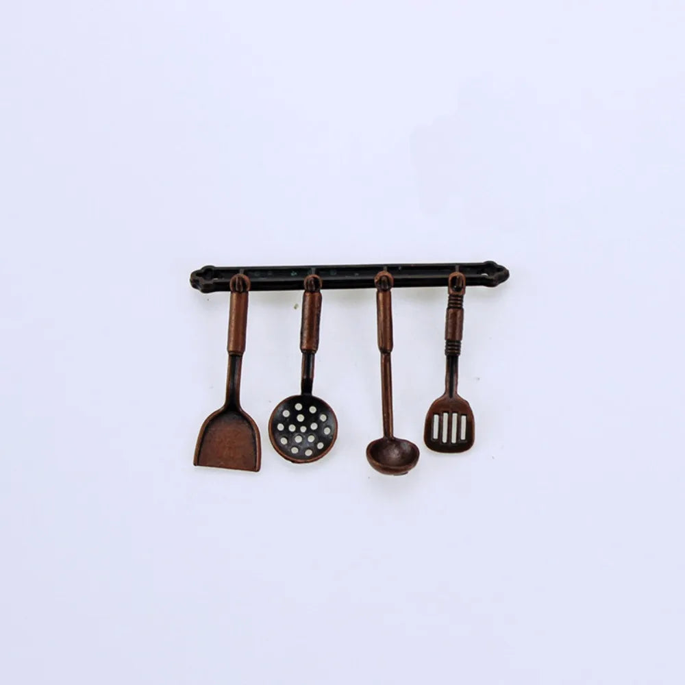 Kettle 1:12 Mini Kitchen Utensils Sets Cookware Alloy Kitchen Set Mini 1:12 Scale Mini Kitchen Cooking Kit Dollhouse Miniatures