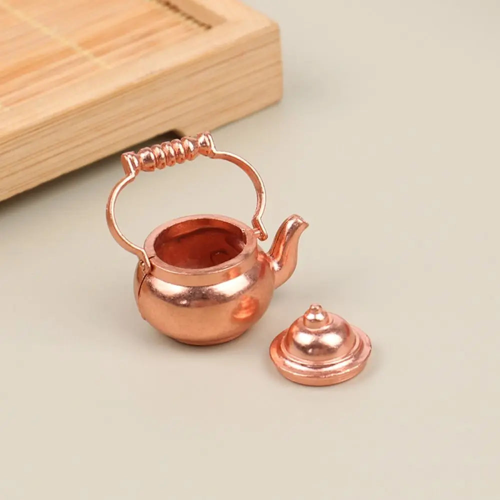 Kettle 1:12 Mini Kitchen Utensils Sets Cookware Alloy Kitchen Set Mini 1:12 Scale Mini Kitchen Cooking Kit Dollhouse Miniatures